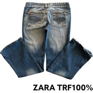 ZARA TRF100% Collection Jeans Denim Flair Leg Bell-bottoms Pants Sz 6
